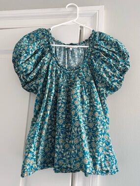 Madewell Scoopneck Puff-Sleeve Top in Floral